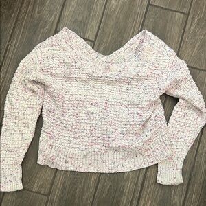 Hinge Cozy Pink and Blue V-Neck Sweater